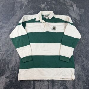 Vtg Guinness Embroidered Rugby Polo Long Sleeve Striped Men's L/XL* Green